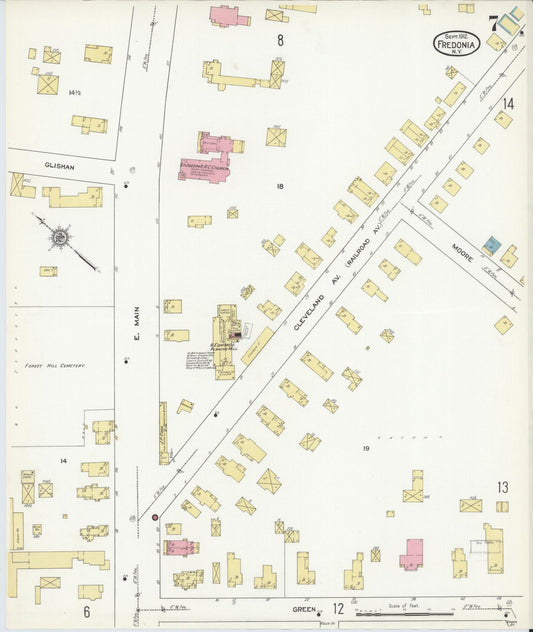 Sanborn Fire Insurance Map from Fredonia, Chautauqua County, New York (1912), Sheet #0007 - Historic Sanborn Fire Insurance Map Print, vintage old map wall art, antique decor, genealogy gift, New York New York map