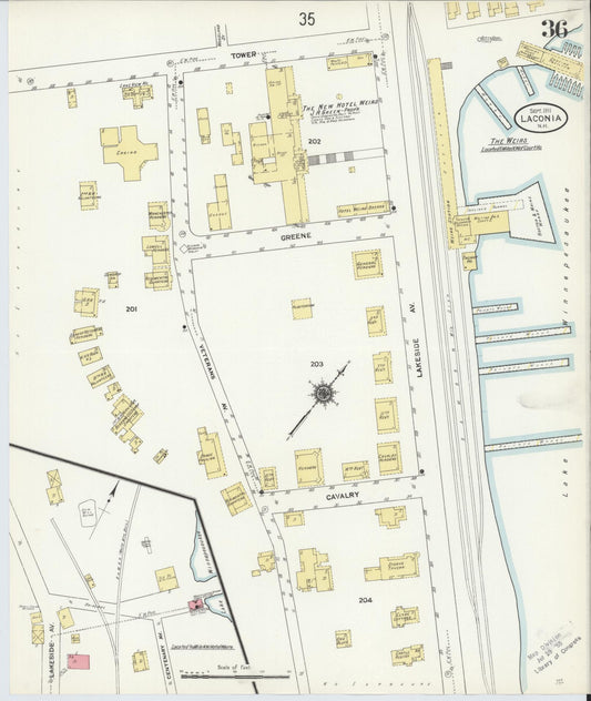 Sanborn Fire Insurance Map from Laconia, Belknap County, New Hampshire (1911), Sheet #0036 - Historic Sanborn Fire Insurance Map Print, vintage old map wall art, antique decor, genealogy gift, New Hampshire New Hampshire map