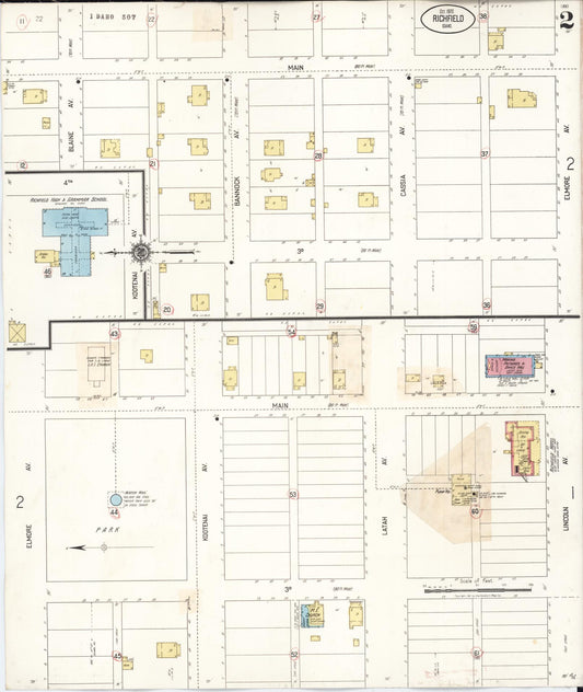 Sanborn Fire Insurance Map from Richfield, Lincoln County, Idaho (1928), Sheet #0002 - Historic Sanborn Fire Insurance Map Print, vintage old map wall art, antique decor, genealogy gift, Idaho Idaho map
