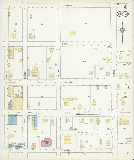 Sanborn Fire Insurance Map from Decatur, Wise County, Texas (1914), Sheet #0004 - Historic Sanborn Fire Insurance Map Print, vintage old map wall art, antique decor, genealogy gift, Texas Texas map