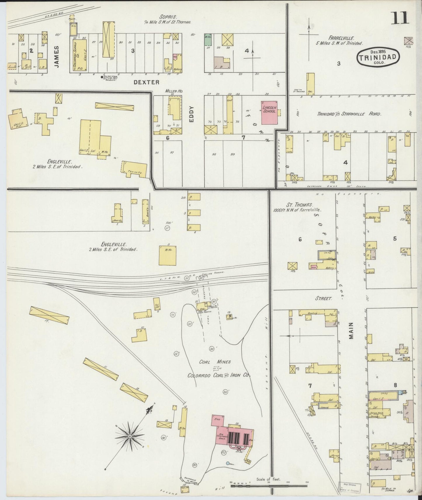 Sanborn Fire Insurance Map from Trinidad, Las Animas County, Colorado (1895), Sheet #0011 - Complete Map Set gallery image, historic Sanborn map, vintage wall art, Colorado Colorado