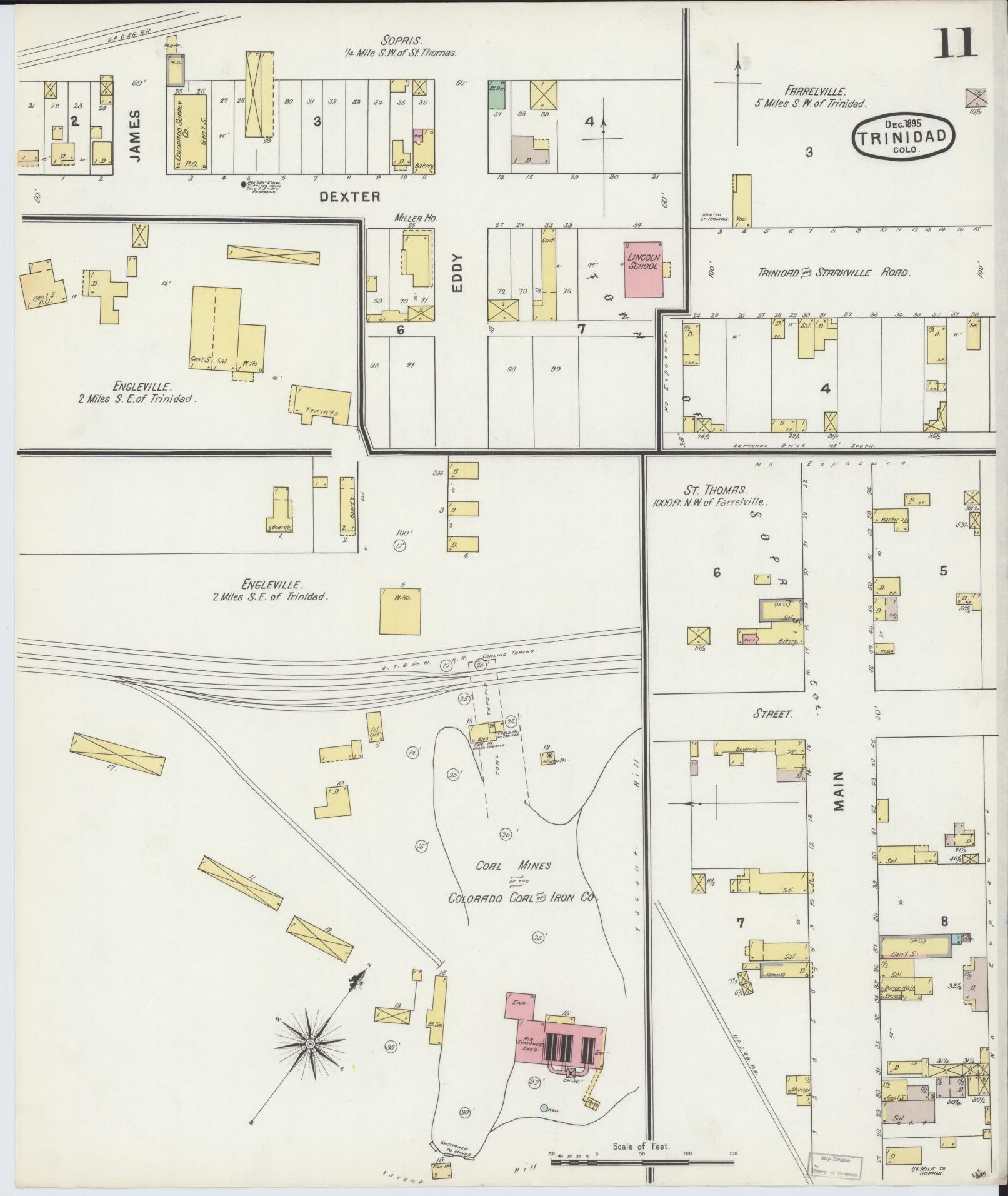 Sanborn Fire Insurance Map from Trinidad, Las Animas County, Colorado (1895), Sheet #0011 - Complete Map Set gallery image, historic Sanborn map, vintage wall art, Colorado Colorado
