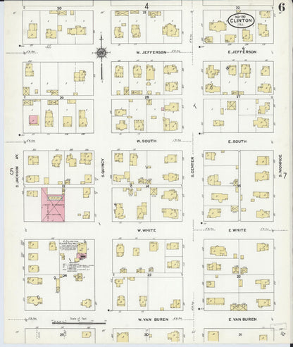 Sanborn Fire Insurance Map from Clinton, De Witt County, Illinois (1910), Sheet #0006 - Complete Map Set gallery image, historic Sanborn map, vintage wall art, Illinois Illinois