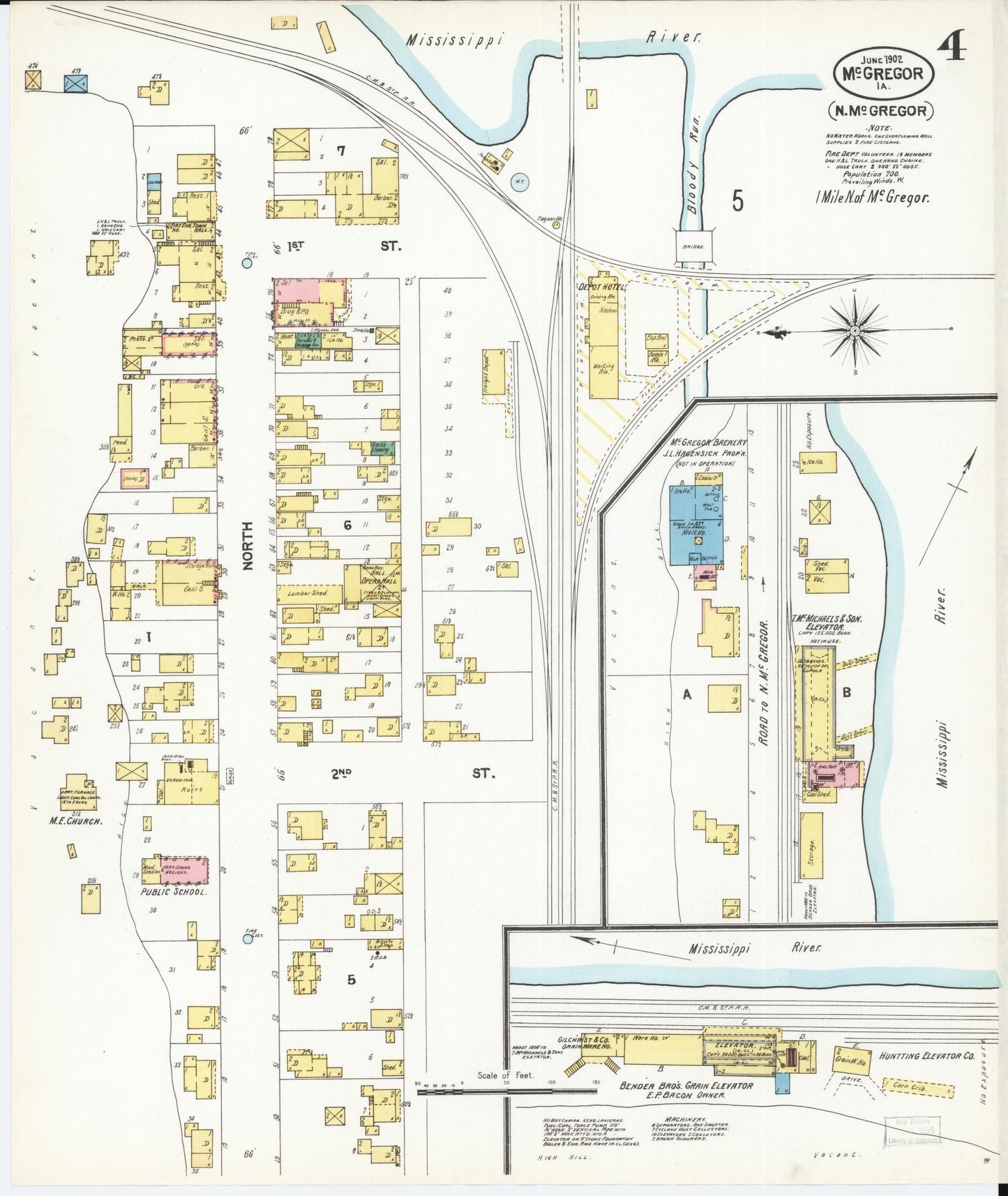 Sanborn Fire Insurance Map from McGregor, Clayton County, Iowa (1902), Sheet #0004 - Historic Sanborn Fire Insurance Map Print