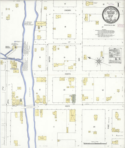 Sanborn Fire Insurance Map from Scio, Linn County, Oregon (1909), Sheet #0001 - Complete Map Set gallery image, historic Sanborn map, vintage wall art, Oregon Oregon