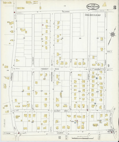 Sanborn Fire Insurance Map from Winchester, Middlesex County, Massachusetts (1916), Sheet #0008 - Complete Map Set gallery image, historic Sanborn map, vintage wall art, Massachusetts Massachusetts