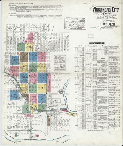 Sanborn Fire Insurance Map from Arkansas City, Cowley County, Kansas (1920), Sheet #0001 - Complete Map Set gallery image, historic Sanborn map, vintage wall art, Kansas Kansas