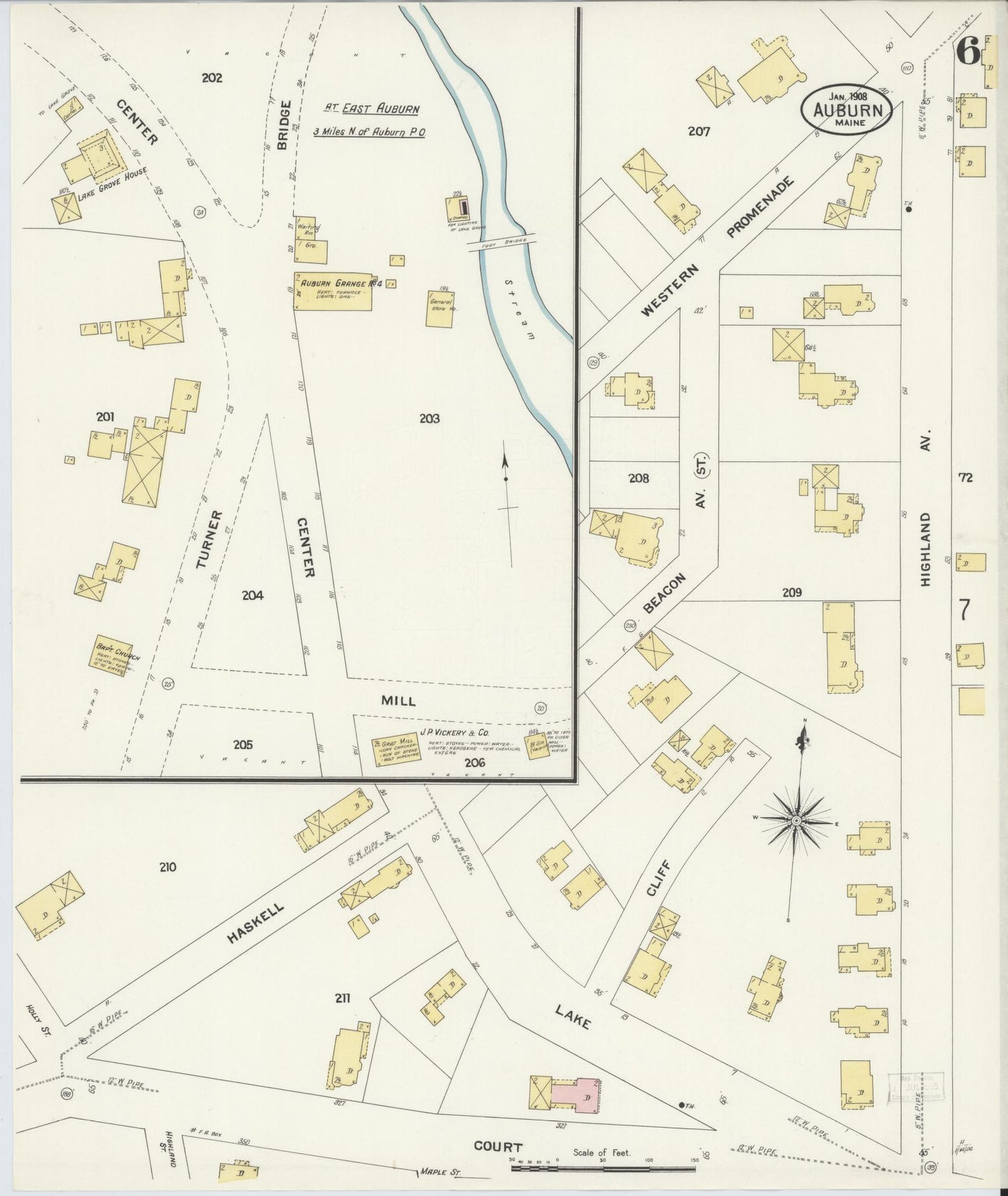 Sanborn Fire Insurance Map from Auburn, Androscoggin County, Maine (1908), Sheet #0006 - Complete Map Set gallery image, historic Sanborn map, vintage wall art, Maine Maine