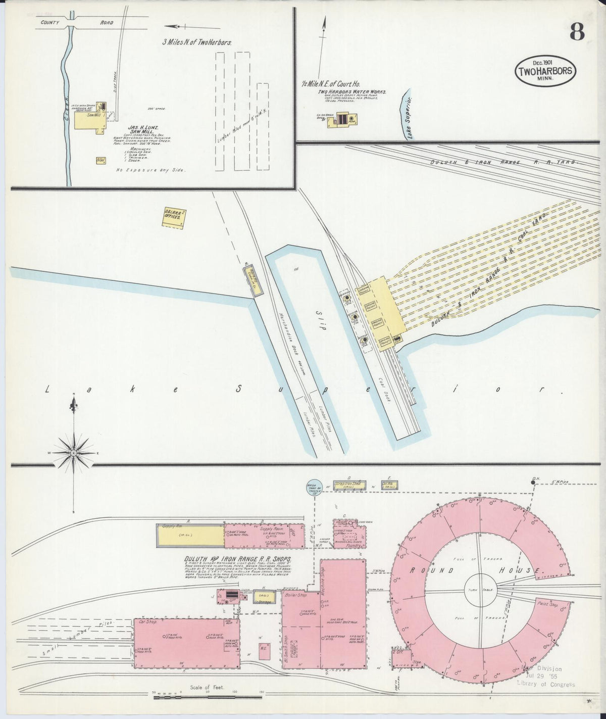 Sanborn Fire Insurance Map from Two Harbors, Lake County, Minnesota (1901), Sheet #0008 - Historic Sanborn Fire Insurance Map Print, vintage old map wall art, antique decor, genealogy gift, Minnesota Minnesota map
