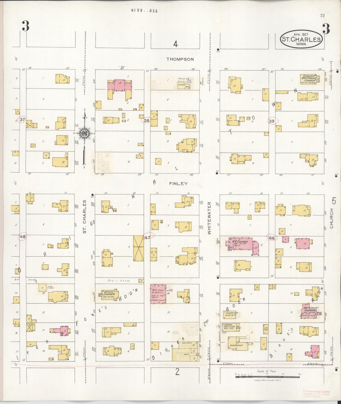 Sanborn Fire Insurance Map from Saint Charles, Winona County, Minnesota (1940), Sheet #0003 - Historic Sanborn Fire Insurance Map Print, vintage old map wall art, antique decor, genealogy gift, Minnesota Minnesota map