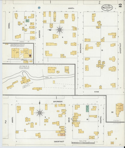 Sanborn Fire Insurance Map from Belfast, Allegany County, New York (1904), Sheet #0002 - Historic Sanborn Fire Insurance Map Print, vintage old map wall art, antique decor, genealogy gift, New York New York map