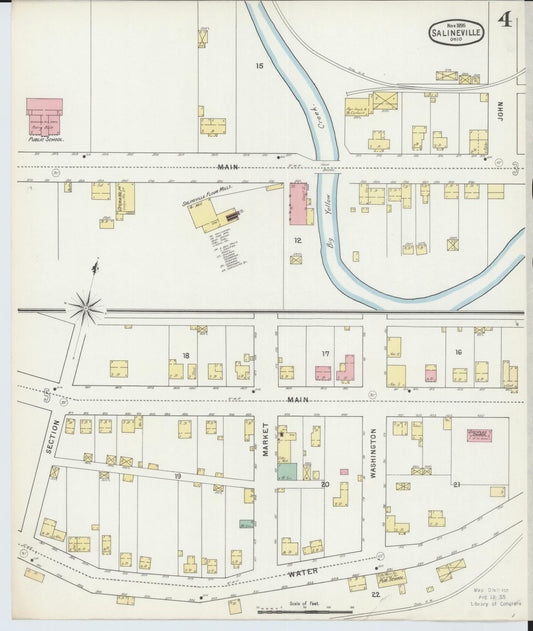 Sanborn Fire Insurance Map from Salineville, Columbiana County, Ohio (1895), Sheet #0004 - Historic Sanborn Fire Insurance Map Print, vintage old map wall art, antique decor, genealogy gift, Ohio Ohio map