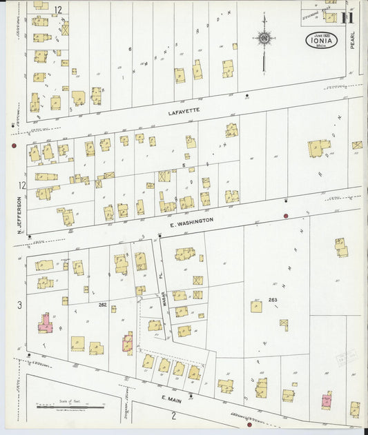 Sanborn Fire Insurance Map from Ionia, Ionia County, Michigan (1920), Sheet #0011 - Historic Sanborn Fire Insurance Map Print, vintage old map wall art, antique decor, genealogy gift, Michigan Michigan map