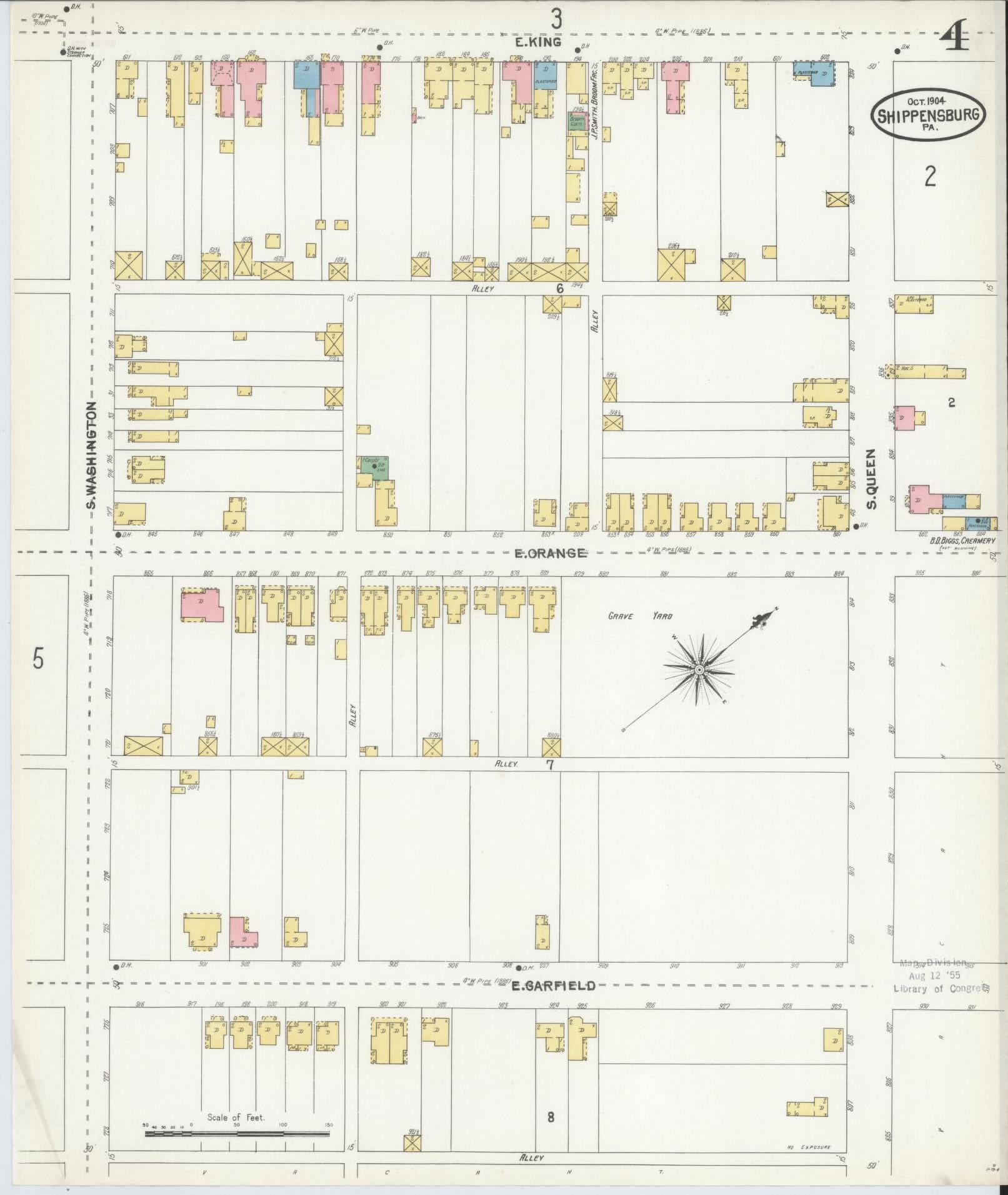 Sanborn Fire Insurance Map from Shippensburg, Cumberland And Franklin Counties, Pennsylvania (1904), Sheet #0004 - Historic Sanborn Fire Insurance Map Print, vintage old map wall art, antique decor, genealogy gift, Counties Pennsylvania map