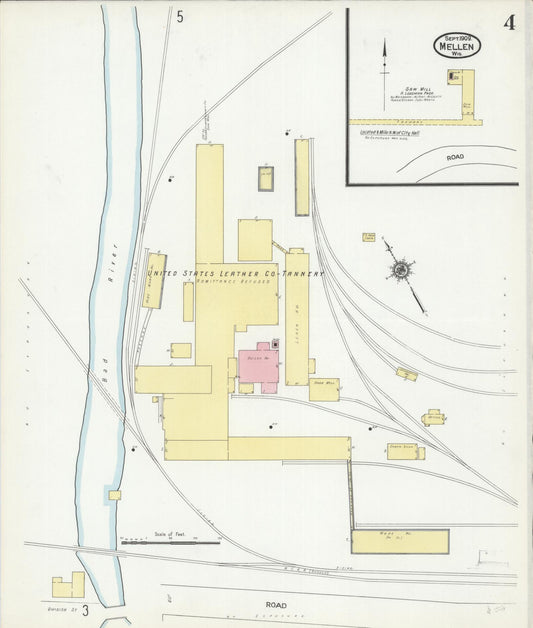 Sanborn Fire Insurance Map from Mellen, Ashland County, Wisconsin (1909), Sheet #0004 - Historic Sanborn Fire Insurance Map Print, vintage old map wall art, antique decor, genealogy gift, Wisconsin Wisconsin map