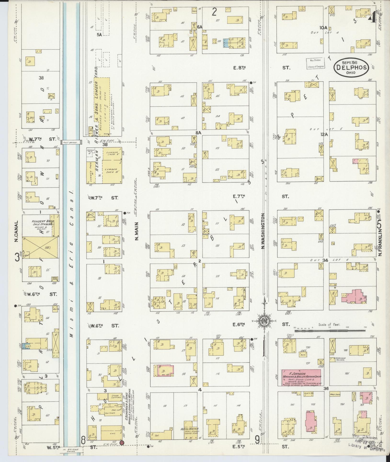 Sanborn Fire Insurance Map from Delphos, Van Wert And Allen Counties, Ohio (1911), Sheet #0004 - Complete Map Set gallery image, historic Sanborn map, vintage wall art, Ohio Ohio
