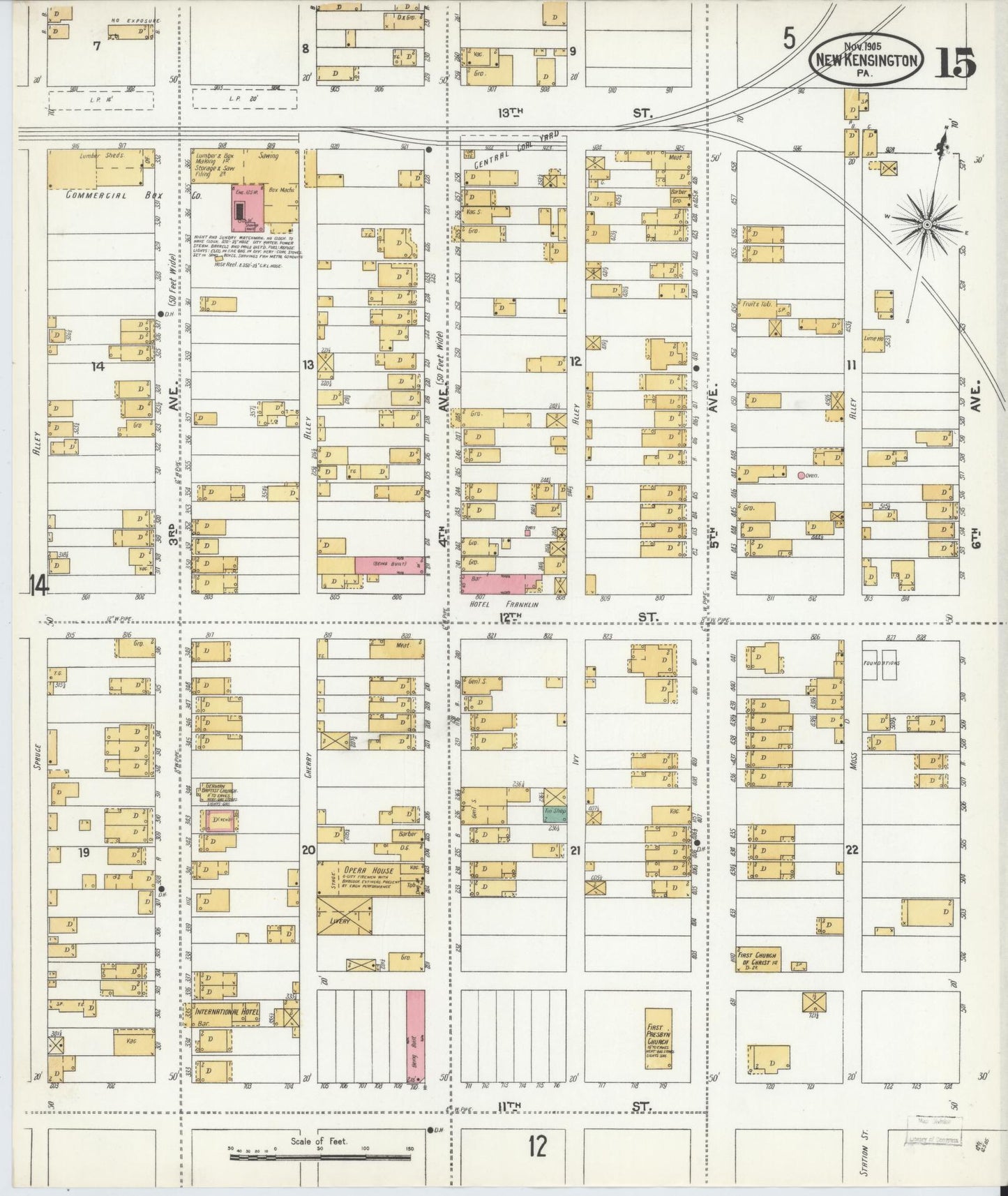 Sanborn Fire Insurance Map from New Kensington, Westmoreland County, Pennsylvania (1905), Sheet #0015 - Complete Map Set gallery image, historic Sanborn map, vintage wall art, Pennsylvania Pennsylvania