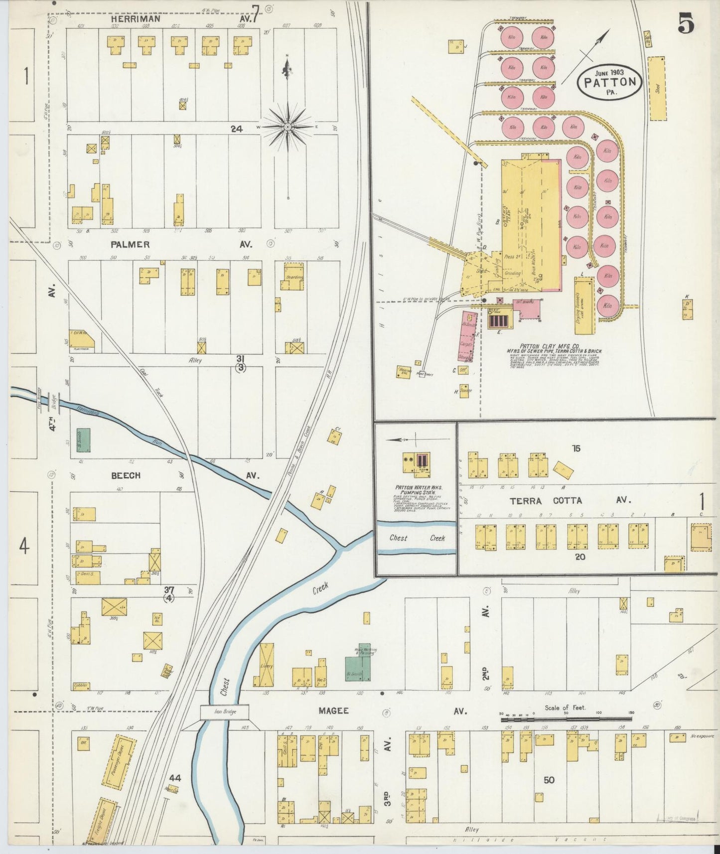 Sanborn Fire Insurance Map from Patton, Cambria County, Pennsylvania (1903), Sheet #0005 - Historic Sanborn Fire Insurance Map Print, vintage old map wall art, antique decor, genealogy gift, Pennsylvania Pennsylvania map