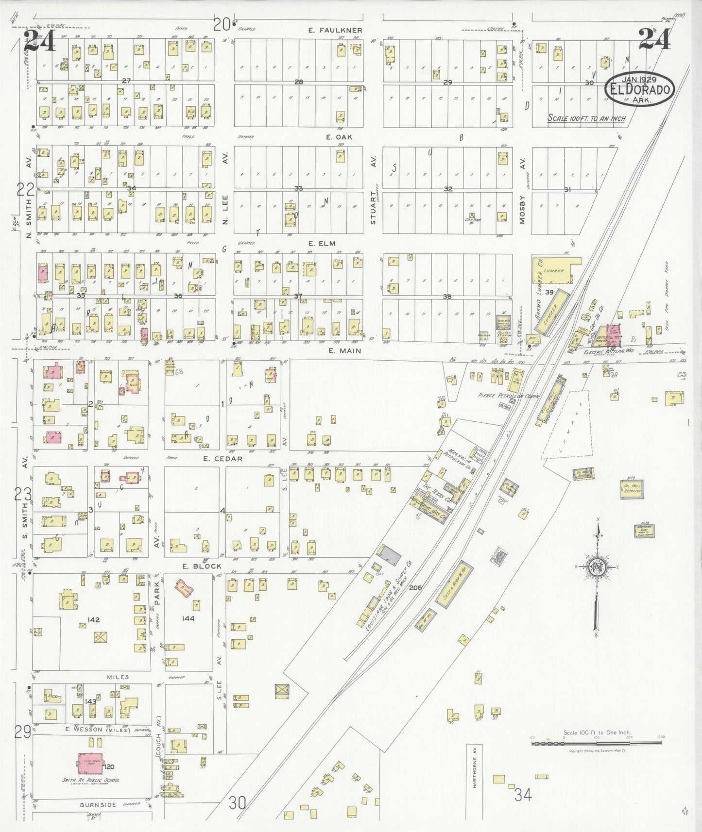 Sanborn Fire Insurance Map from El Dorado, Union County, Arkansas (1929), Sheet #0024 - Complete Map Set gallery image, historic Sanborn map, vintage wall art, Arkansas Arkansas