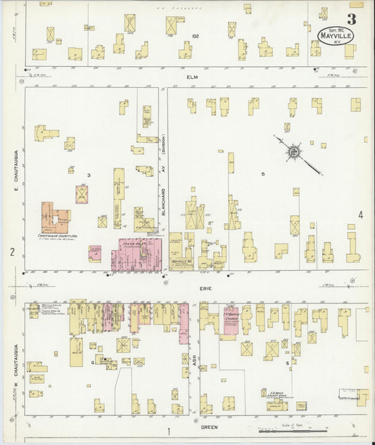 Sanborn Fire Insurance Map from Mayville, Chautauqua County, New York (1912), Sheet #0003 - Historic Sanborn Fire Insurance Map Print, vintage old map wall art, antique decor, genealogy gift, New York New York map