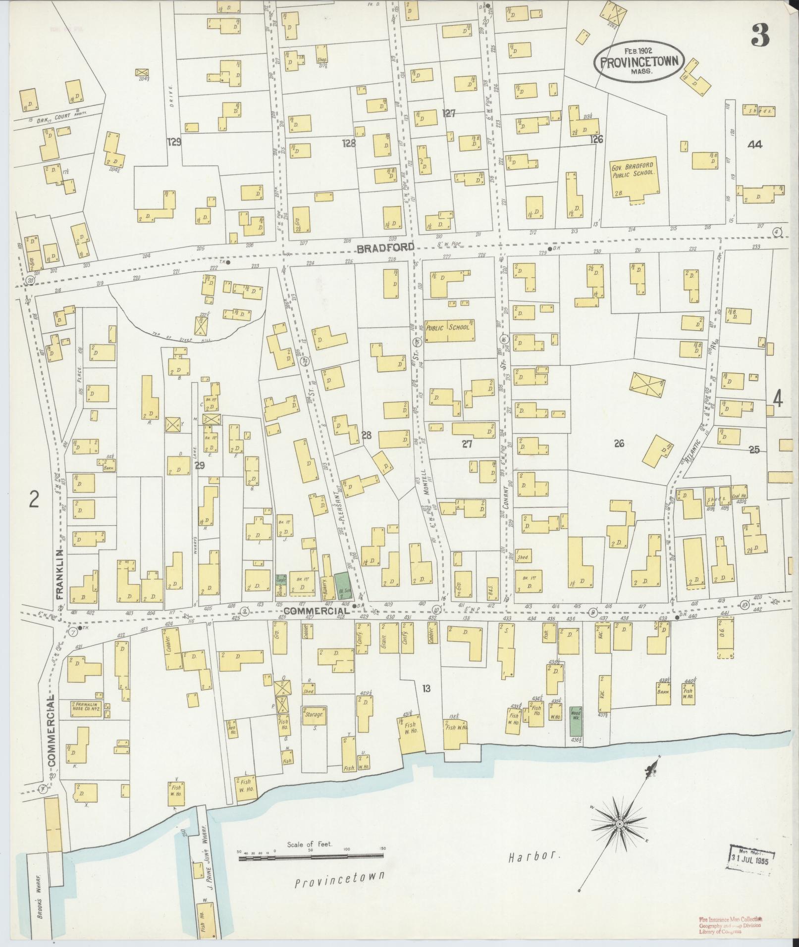 Sanborn Fire Insurance Map from Provincetown, Barnstable County, Massachusetts (1902), Sheet #0003 - Complete Map Set gallery image, historic Sanborn map, vintage wall art, Massachusetts Massachusetts