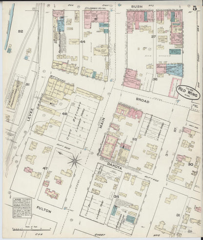 Sanborn Fire Insurance Map from Red Wing, Goodhue County, Minnesota (1884), Sheet #0005 - Complete Map Set gallery image, historic Sanborn map, vintage wall art, Minnesota Minnesota