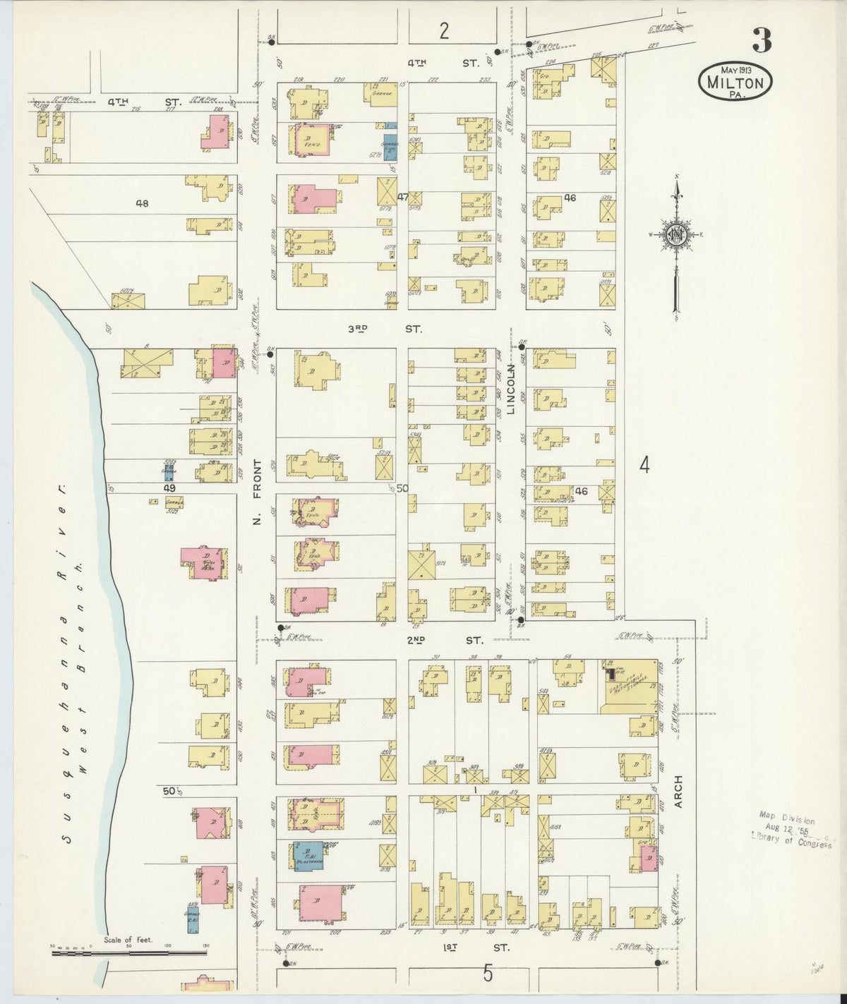 Sanborn Fire Insurance Map from Milton, Northumberland County, Pennsylvania (1913), Sheet #0003 - Complete Map Set gallery image, historic Sanborn map, vintage wall art, Pennsylvania Pennsylvania