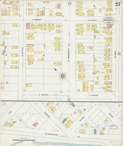Sanborn Fire Insurance Map from Madison, Dane County, Wisconsin (1902), Sheet #0027 - Complete Map Set gallery image, historic Sanborn map, vintage wall art, Wisconsin Wisconsin