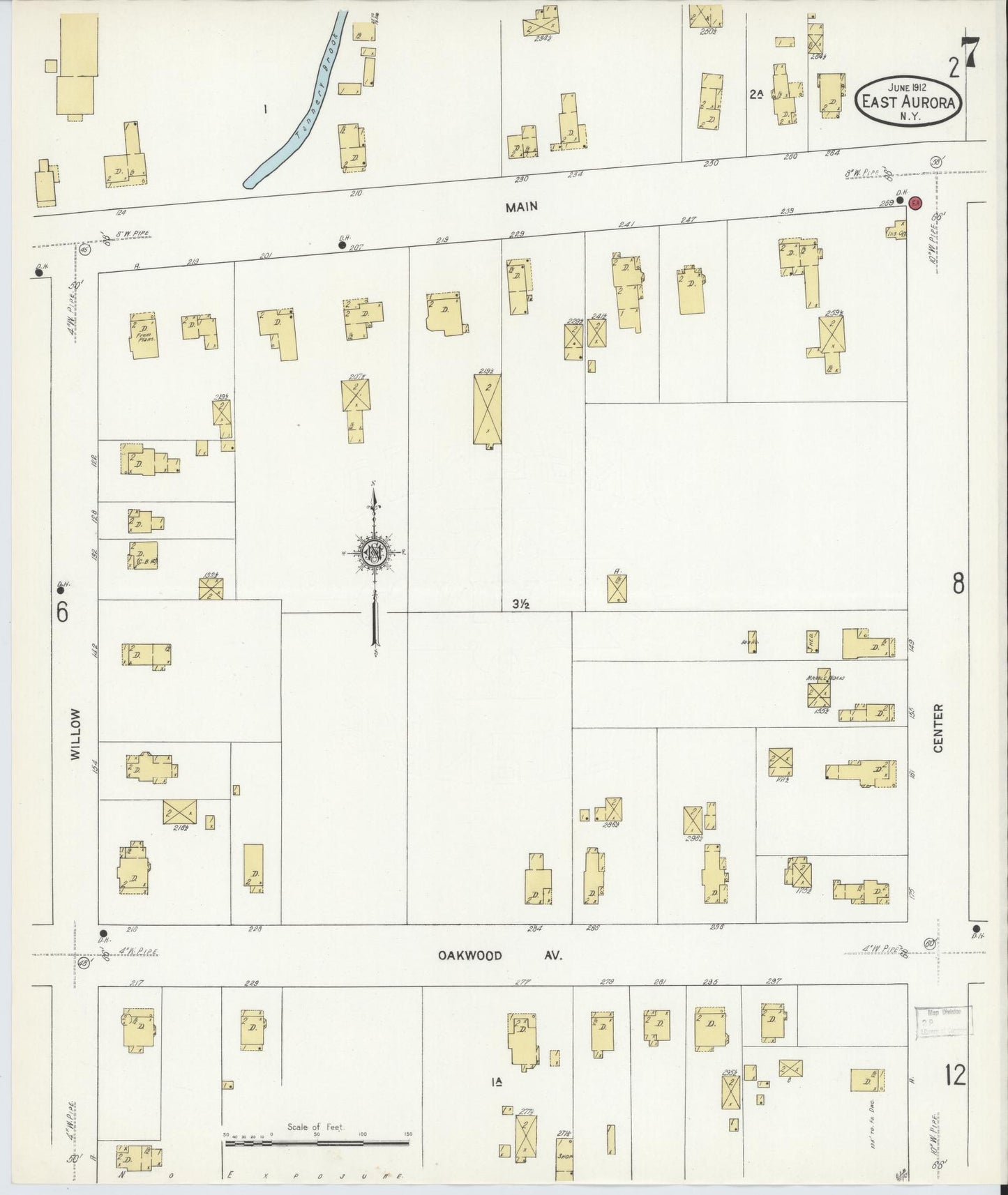 Sanborn Fire Insurance Map from East Aurora, Erie County, New York (1912), Sheet #0007 - Complete Map Set gallery image, historic Sanborn map, vintage wall art, New York New York