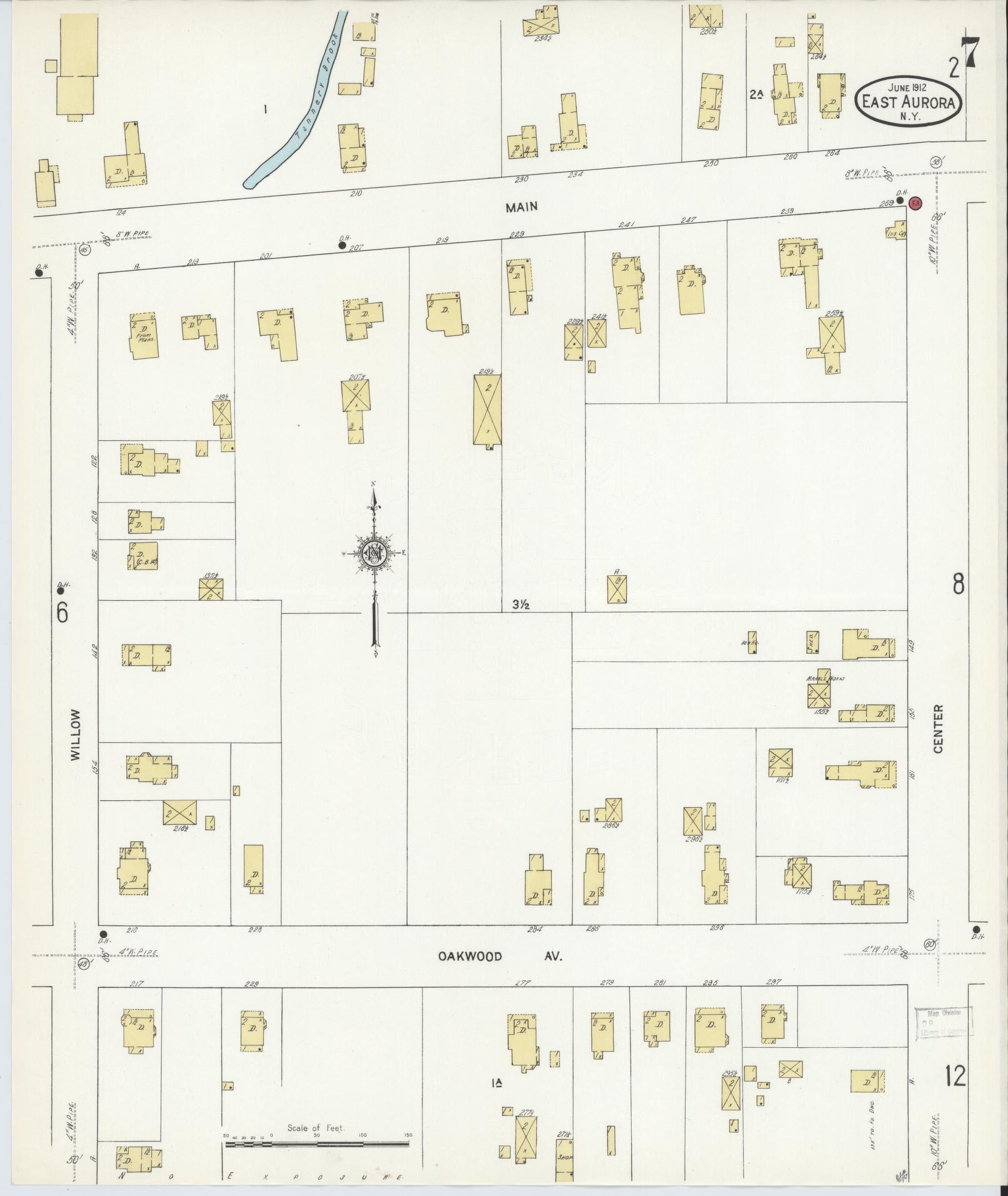 Sanborn Fire Insurance Map from East Aurora, Erie County, New York (1912), Sheet #0007 - Complete Map Set gallery image, historic Sanborn map, vintage wall art, New York New York