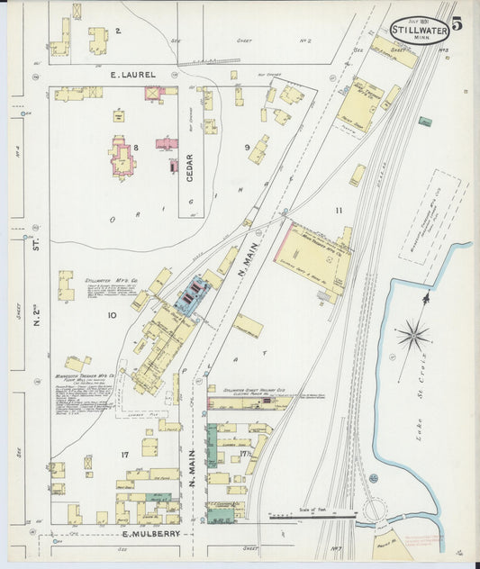 Sanborn Fire Insurance Map from Stillwater, Washington County, Minnesota (1891), Sheet #0005 - Historic Sanborn Fire Insurance Map Print, vintage old map wall art, antique decor, genealogy gift, Minnesota Minnesota map