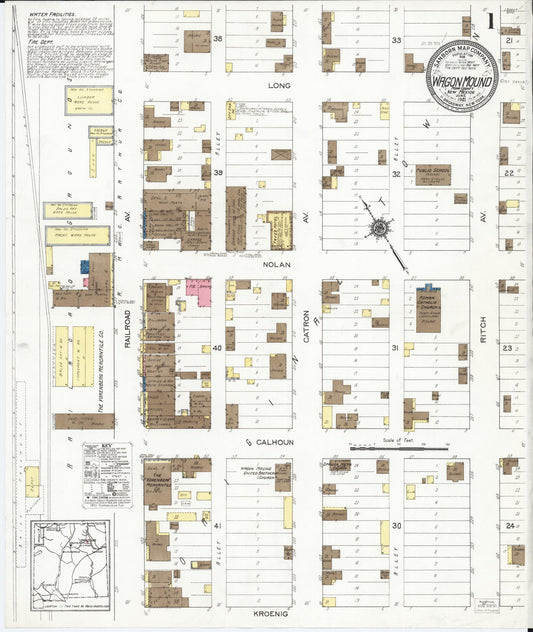 Sanborn Fire Insurance Map from Wagon Mound, Mora County, New Mexico (1921), Sheet #0001 - Historic Sanborn Fire Insurance Map Print, vintage old map wall art, antique decor, genealogy gift, New Mexico New Mexico map