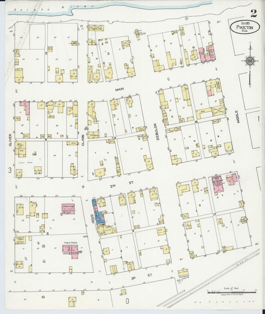 Sanborn Fire Insurance Map from Piketon, Pike County, Ohio (1921), Sheet #0002 - Historic Sanborn Fire Insurance Map Print, vintage old map wall art, antique decor, genealogy gift, Ohio Ohio map
