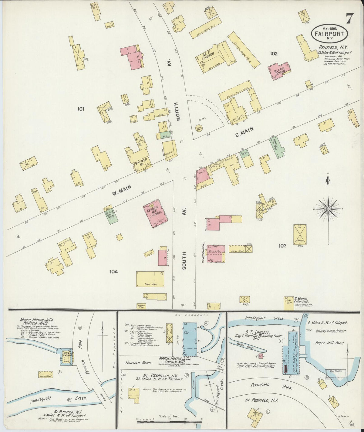 Sanborn Fire Insurance Map from Fairport, Monroe County, New York (1898), Sheet #0007 - Complete Map Set gallery image, historic Sanborn map, vintage wall art, New York New York