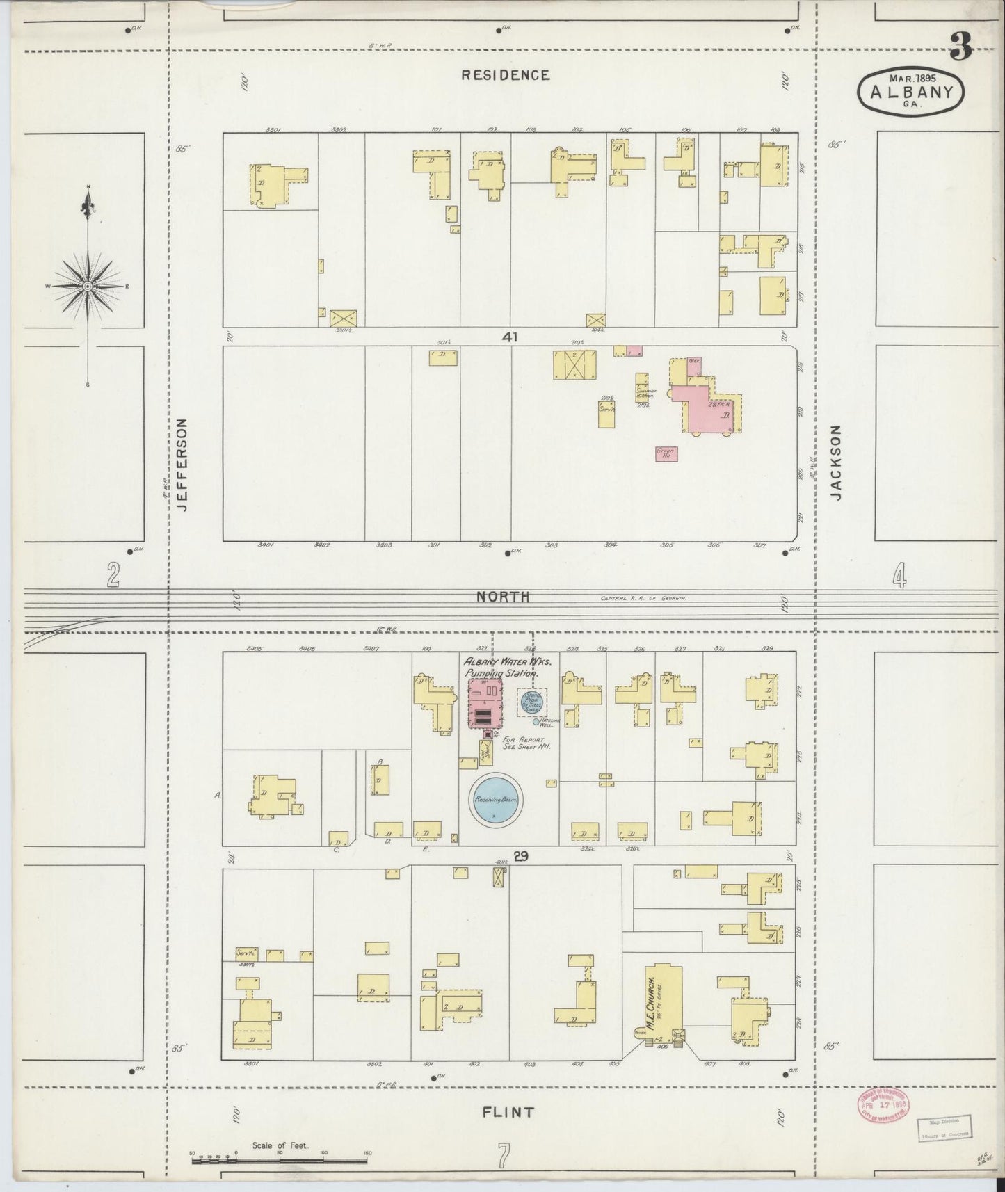 Sanborn Fire Insurance Map from Albany, Dougherty County, Georgia (1895), Sheet #0003 - Complete Map Set gallery image, historic Sanborn map, vintage wall art, Georgia Georgia