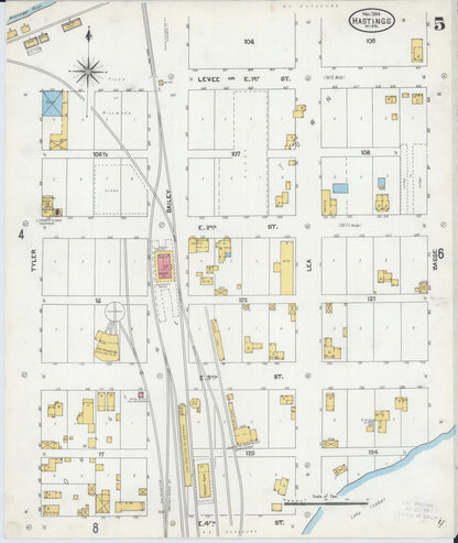 Sanborn Fire Insurance Map from Hastings, Dakota County, Minnesota (1904), Sheet #0005 - Complete Map Set gallery image, historic Sanborn map, vintage wall art, Minnesota Minnesota