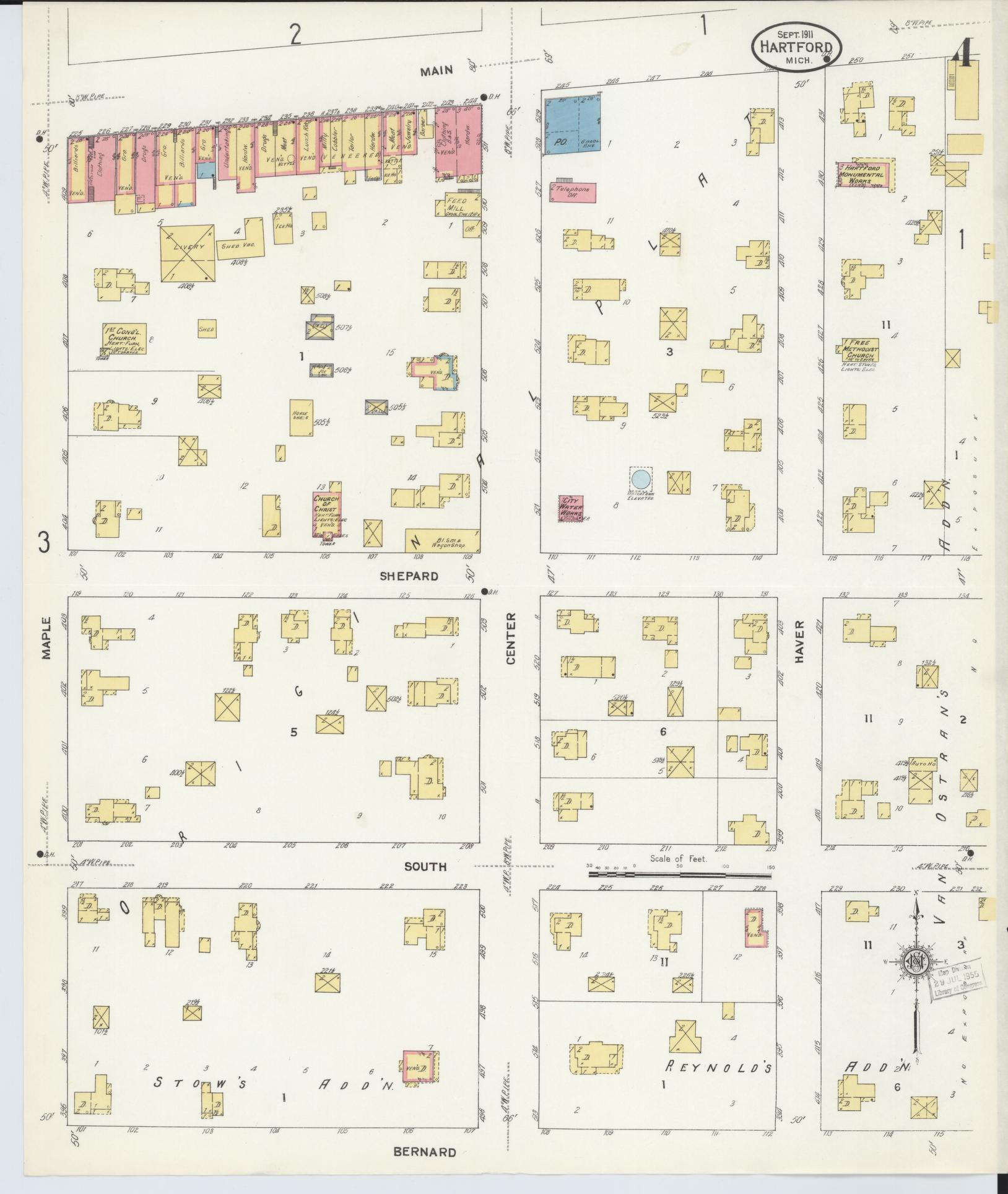 Sanborn Fire Insurance Map from Hartford, Van Buren County, Michigan (1911), Sheet #0004 - Complete Map Set gallery image, historic Sanborn map, vintage wall art, Michigan Michigan