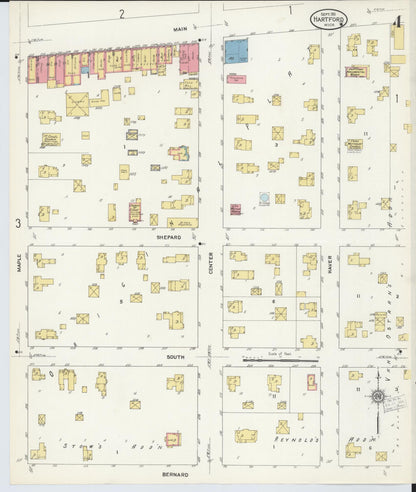 Sanborn Fire Insurance Map from Hartford, Van Buren County, Michigan (1911), Sheet #0004 - Complete Map Set gallery image, historic Sanborn map, vintage wall art, Michigan Michigan