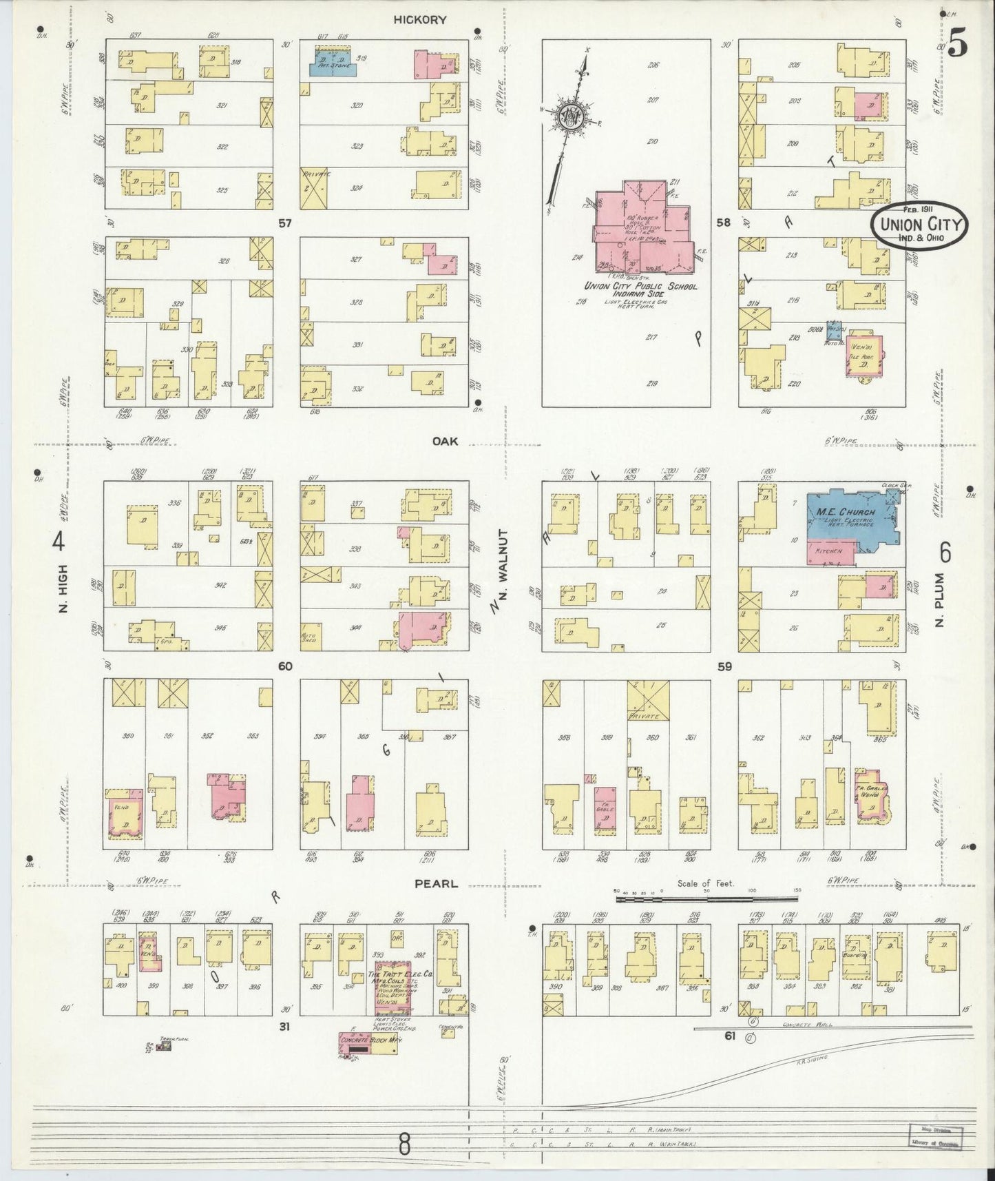 Sanborn Fire Insurance Map from Union City, Randolph County, Indiana (1911), Sheet #0005 - Complete Map Set gallery image, historic Sanborn map, vintage wall art, Indiana Indiana