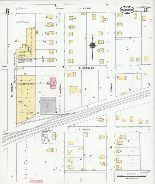 Sanborn Fire Insurance Map from Macomb, Mcdonough County, Illinois (1924), Sheet #0008 - Historic Sanborn Fire Insurance Map Print, vintage old map wall art, antique decor, genealogy gift, Illinois Illinois map