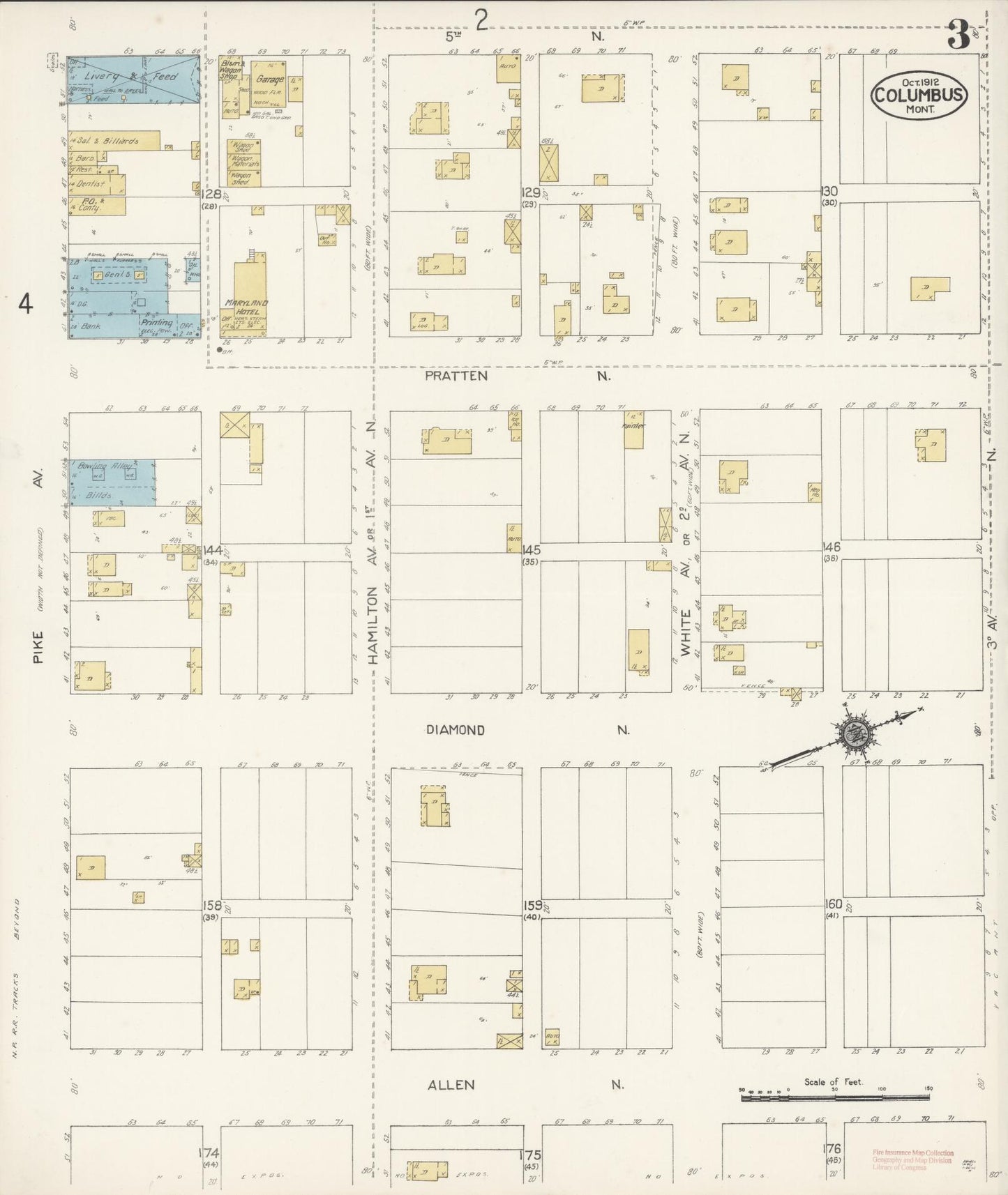 Sanborn Fire Insurance Map from Columbus, Stillwater County, Montana (1912), Sheet #0003 - Complete Map Set gallery image, historic Sanborn map, vintage wall art, Montana Montana