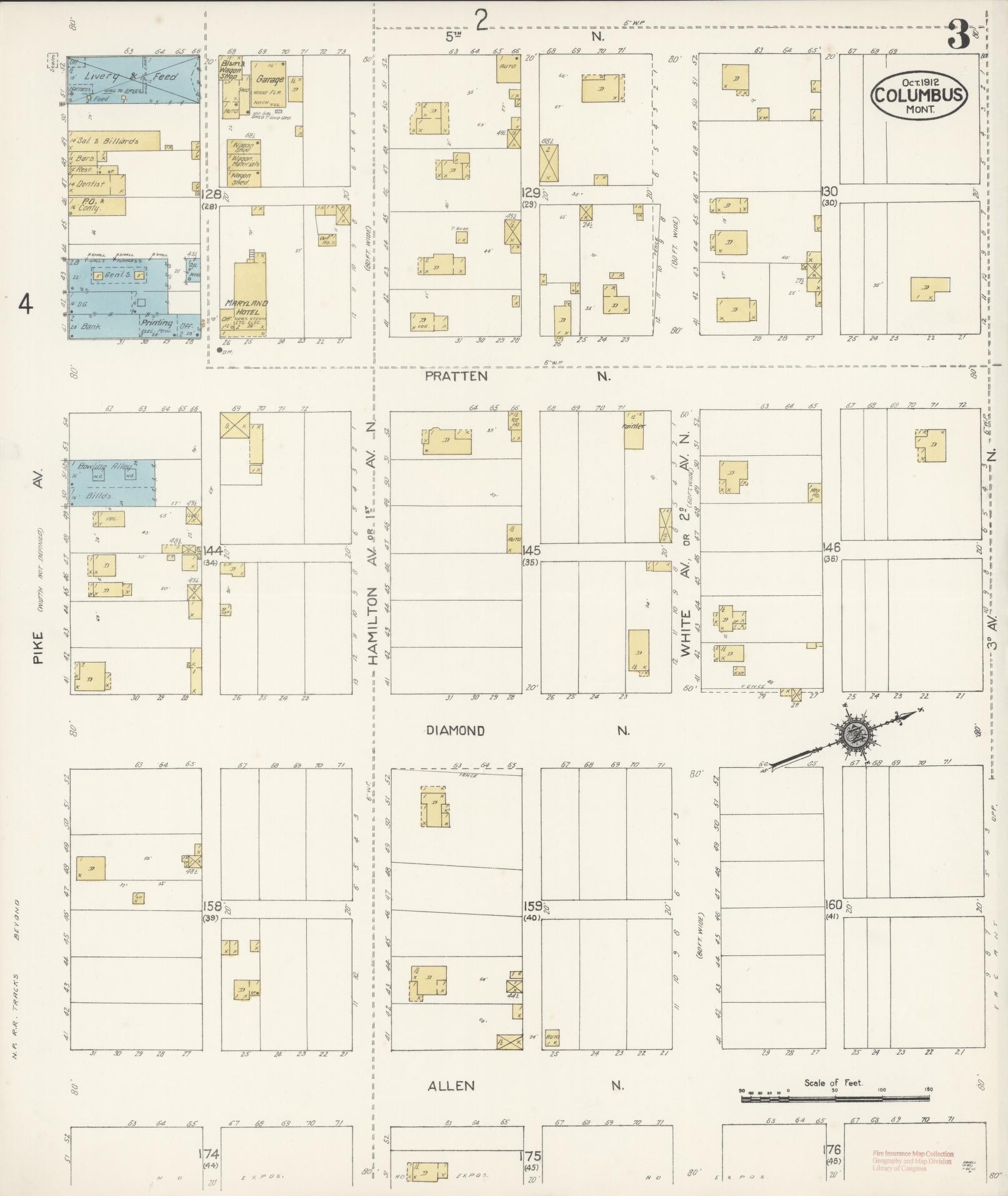 Sanborn Fire Insurance Map from Columbus, Stillwater County, Montana (1912), Sheet #0003 - Complete Map Set gallery image, historic Sanborn map, vintage wall art, Montana Montana