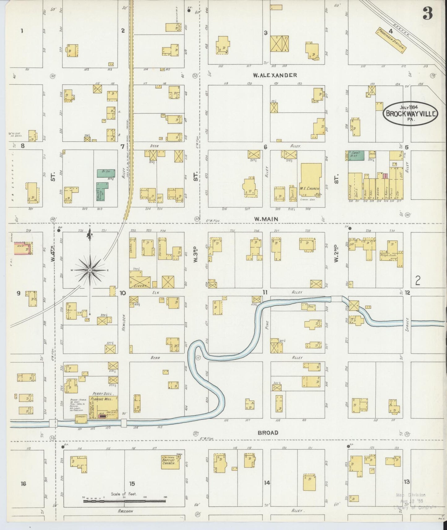 Sanborn Fire Insurance Map from Brockway, Jefferson County, Pennsylvania (1904), Sheet #0003 - Historic Sanborn Fire Insurance Map Print, vintage old map wall art, antique decor, genealogy gift, Pennsylvania Pennsylvania map