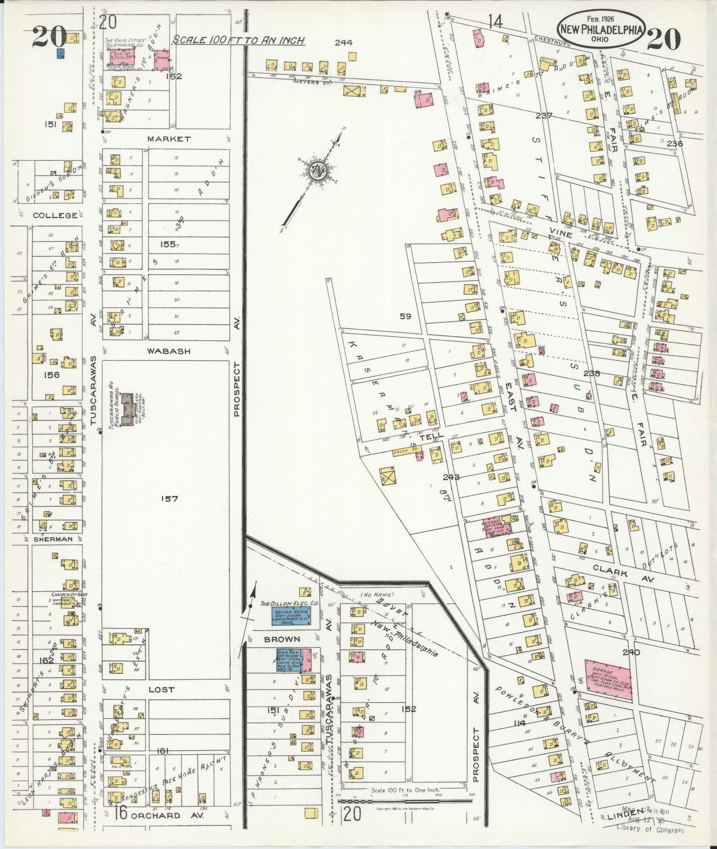 Sanborn Fire Insurance Map from New Philadelphia, Tuscarawas County, Ohio (1926), Sheet #0020 - Complete Map Set gallery image, historic Sanborn map, vintage wall art, Ohio Ohio
