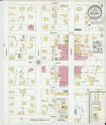 Sanborn Fire Insurance Map from West Unity, Williams County, Ohio (1905), Sheet #0001 - Complete Map Set gallery image, historic Sanborn map, vintage wall art, Ohio Ohio