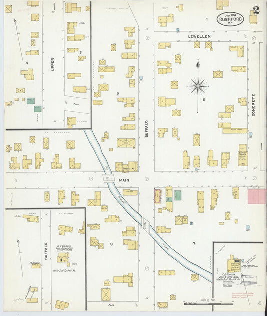 Sanborn Fire Insurance Map from Rushford, Allegany County, New York (1904), Sheet #0002 - Historic Sanborn Fire Insurance Map Print, vintage old map wall art, antique decor, genealogy gift, New York New York map