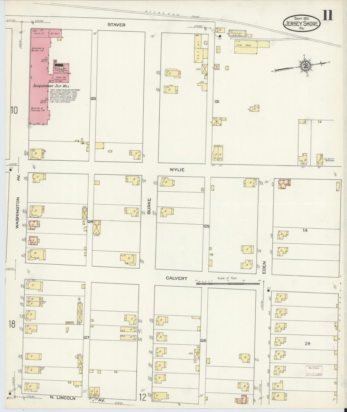 Sanborn Fire Insurance Map from Jersey Shore, Lycoming County, Pennsylvania (1913), Sheet #0011 - Historic Sanborn Fire Insurance Map Print, vintage old map wall art, antique decor, genealogy gift, Pennsylvania Pennsylvania map