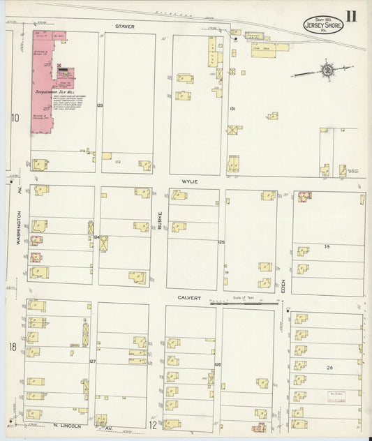 Sanborn Fire Insurance Map from Jersey Shore, Lycoming County, Pennsylvania (1913), Sheet #0011 - Historic Sanborn Fire Insurance Map Print, vintage old map wall art, antique decor, genealogy gift, Pennsylvania Pennsylvania map