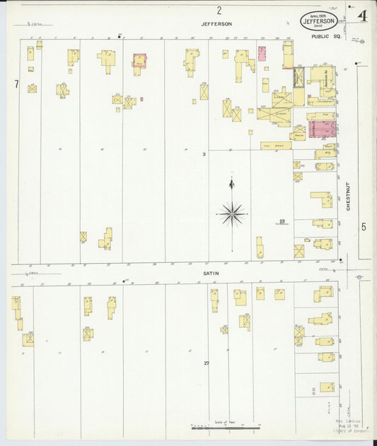 Sanborn Fire Insurance Map from Jefferson, Ashtabula County, Ohio (1909), Sheet #0004 - Historic Sanborn Fire Insurance Map Print, vintage old map wall art, antique decor, genealogy gift, Ohio Ohio map