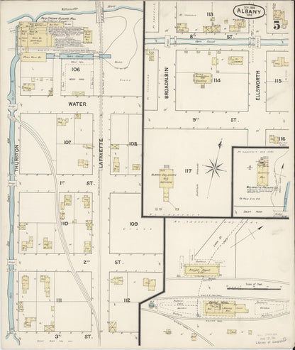 Sanborn Fire Insurance Map from Albany, Linn County, Oregon (1888), Sheet #0005 - Complete Map Set gallery image, historic Sanborn map, vintage wall art, Oregon Oregon